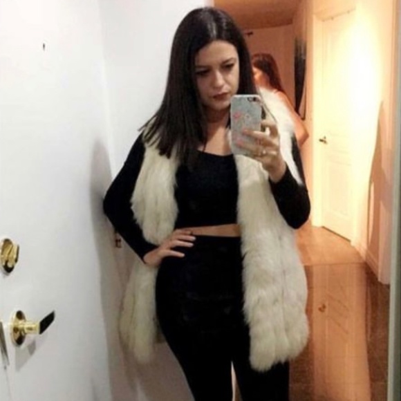 Vintage White Rabbit Fur/Leather Vest - Picture 1 of 4